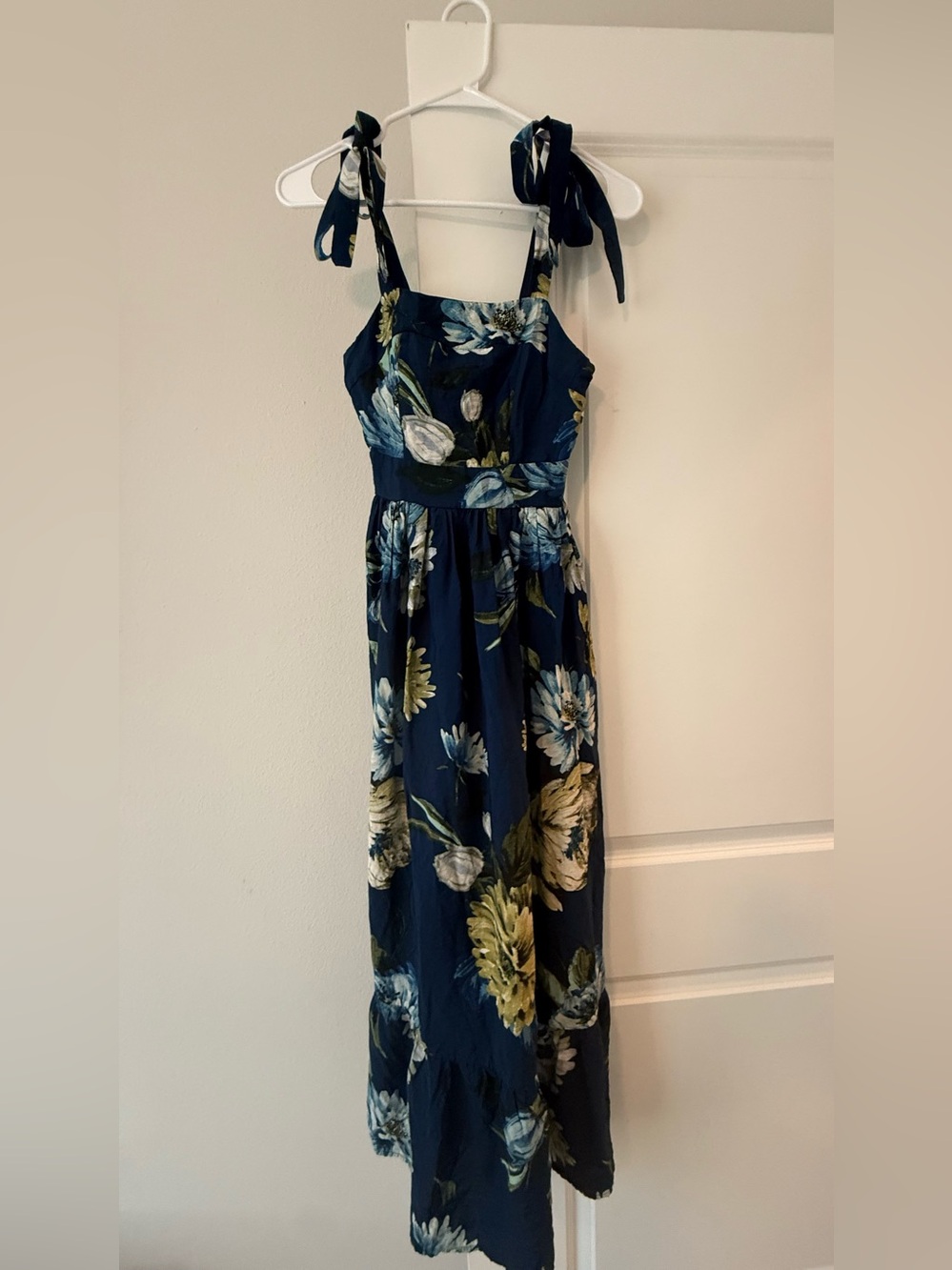 Rachel Zoe Navy Floral Tie-Shoulder Maxi Dress - Picture 5 of 8